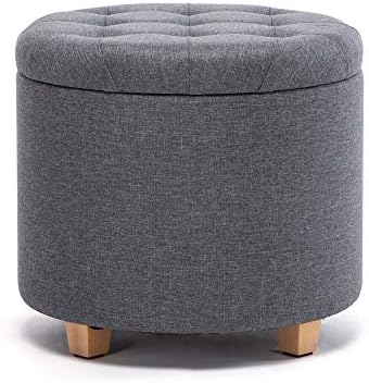 Pouf rotondo in velluto con base dorata, grande capacità, imbottito, poggiapiedi, per soggiorno e camera da letto (beige