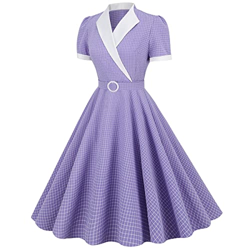 Image of ODIZLI Women's Summer Retro Vintage Sleeveless Floral Polka Dot Print Midi A-line Dress S-2XL