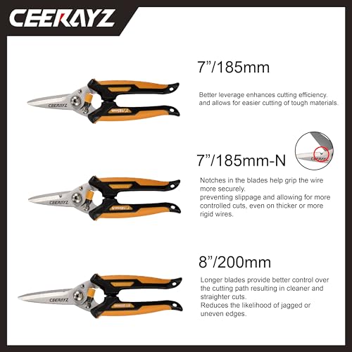 Cisaille Multi Usage 7 pouces orange et noire avec support aimanté