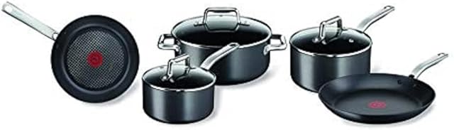 Tefal C556S554 Prograde Induction ,Black,5 Piece Cookware Set (18/20 SAUCEPANS Stewpot 24+LID FRYPANS 26/30CM), 5pc, Aluminium