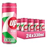 7UP Pink Zero Azúcar formato 24 Latas x 330 ml, Refresco sin calorías sabor lima-limón y frambuesa, Bebida refrescante sin azúcar