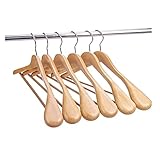 Homa Jia Natural Wooden Suit Hangers, 10 Pack Wood Coat Hangers, Jacket Outerwear Shirt Hangers,...