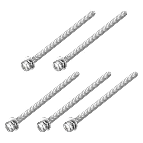 QUARKZMAN 5Pz M3 x 50mm Viti a Testa Bombata a Croce con Rondelle Elastica e Piatta, Kit Vite con Rondelle in Acciaio Inossidabile 304 per Legno Plastica Fissaggio Filo