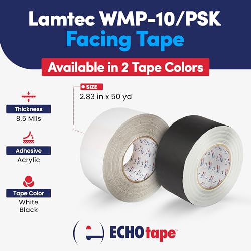 Image of ECHOtape FS-G7735 | All Weather Lamtec WMP-10 /PSK Facing Tape | Metal Building Insulation Tape | Black Seam and Repair Tape | Cold Weather Acrylic Adhesive | Contractor Tape | 2.83 in x 50 yds