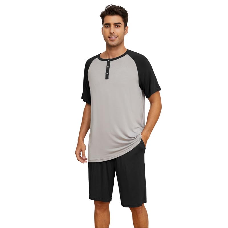 Vulcanodon Mens Pajama Set, Bamboo Viscose Lightweight Pajamas for Men