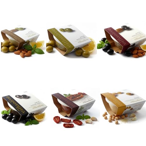 Villaolivo - Pack 12x125g Patés Vegetales Surtidos | Tomate Seco, Aceitunas Verdes y Negras, Verdes y Negras con Almendras, Hummus | 100% Natural, Vegano y Sin Conservantes