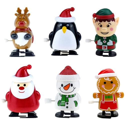 GWAWG 6 Stück Weihnachts-Aufziehspielzeug für Erwachsene Uhrwerk, Laufen, springen, als Weihnachts-Schreibtischdekoration oder als Füllung für Weihnachtsstrümpfe