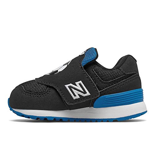 New Balance Boy's Iconic 574 V1 Sneaker, Black/Wave, 6 Wide Toddler