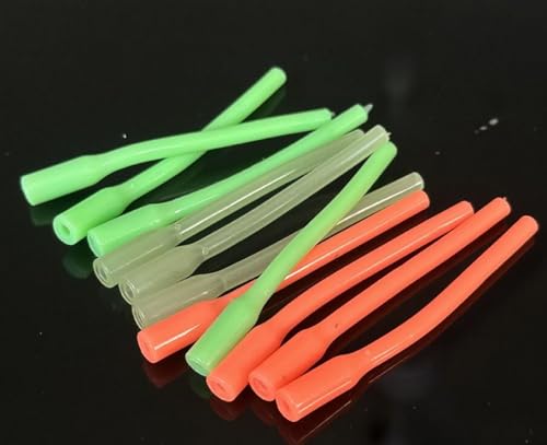 WellieSTR 100PCS (3 Mixed Color) Luminous PVC Casing Glow Crimp Protectors Deep Drop Rigs, 75x7x4.5mm
