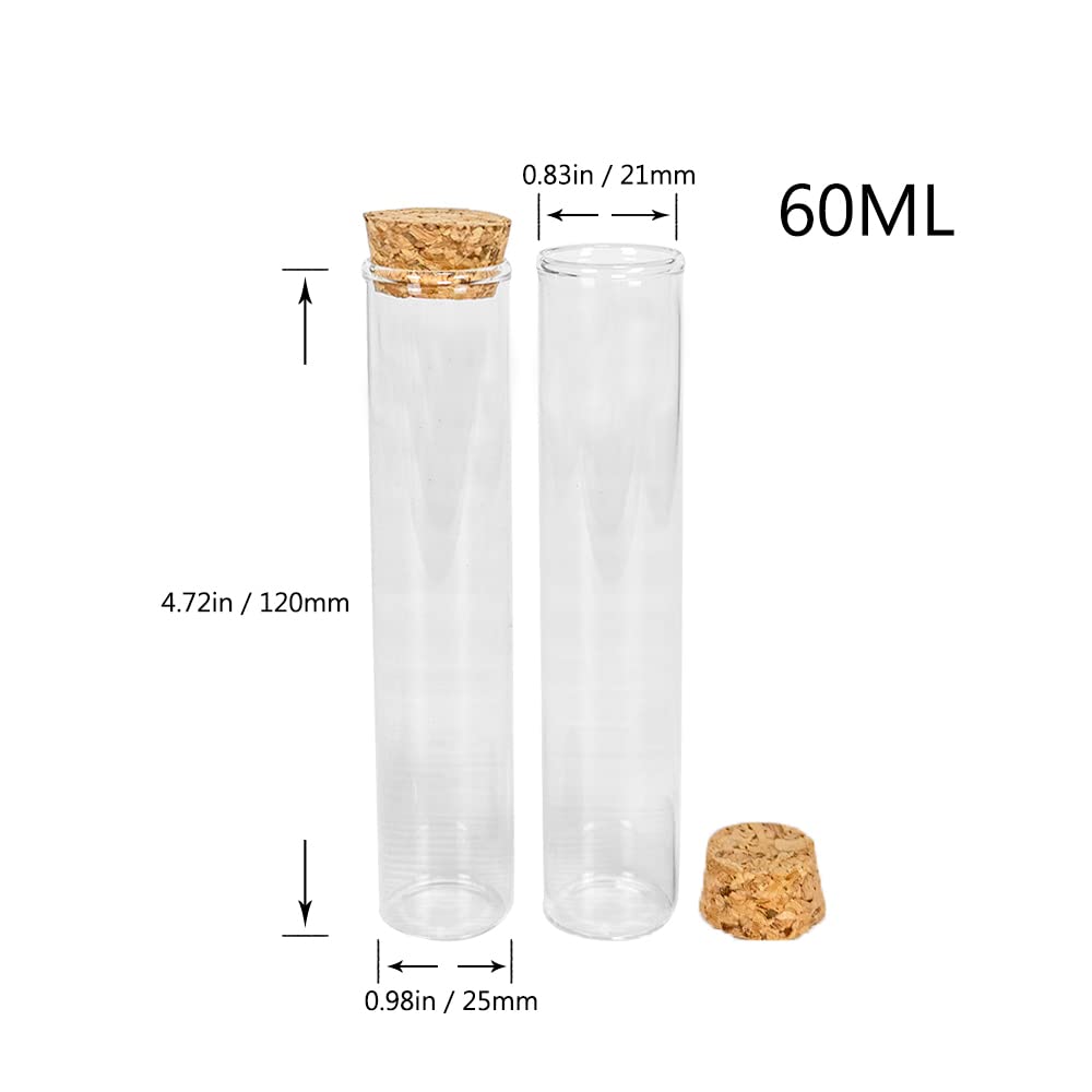 achard 60ml Transparent Test Tube Borosilicate Glass Bottle With Cork Breakable Glass Bottle Prop Gift Jars Crafts 6pcs-25x120x21mm