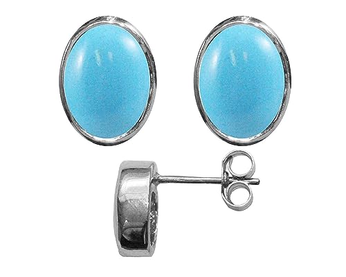 Boucles d'oreilles turquoise naturelle argent 925 Bjc anti-allergie pour peaux sensibles