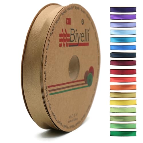 Image of Fold Satin Bias Tape - 99+ Colors - 3 /4 Inches Wide - 27 Yards - Fold Satin Binding Bias Ribbon Fabric Piping Bias Binding Tape for Sewing Clothing DIY (31. Dark Bronze) BYS31