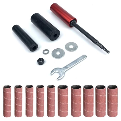 Kivivaka Lot de 4 tiges de ponçage pour mini ponceuse à bande, perceuse électrique, kit de 4 pièces avec papier abrasif grain 120, rouge et noir