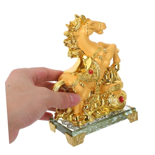 Statue de cheval en résine or idée cadeau déco bureau et maison unique