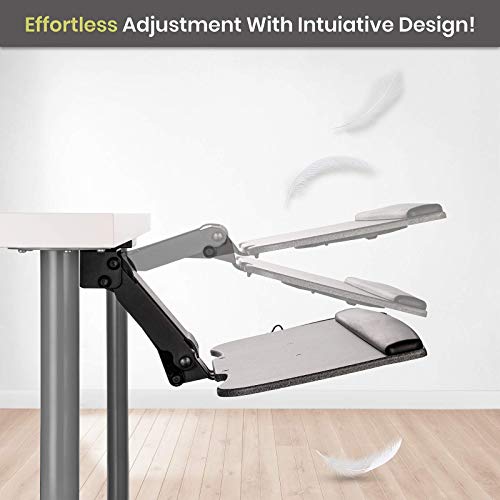 Fersgo Under Desk Keyboard Tray, 20" X 11" Sliding Undermount Tray With Wrist Rest & Mouse Pad, Cable Management - Swivels 360° With Adjustable Height And ±15° Tilt Angle 21" Track With Spacers #TOP4