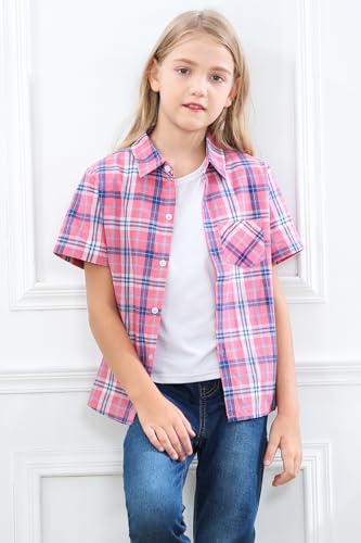 SANGTREE Girls Womens Short Sleeve Summer Button Down Shirts, 12 Months - XL4