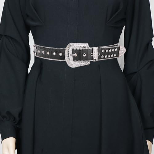 Female PU Belt Rhinestones Studded Waist Belt For Pants Jeans Teens Girl Fashion Pin Buckle Belts Waist Decorative Belt3