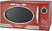 Melissa 16330088 Retro Mikrowelle/900 Watt/25 Liter Garraum,Design Mikrowelle mit Grill/Metallic rot