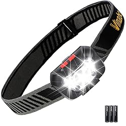 Vinabo Linterna Frontal Potente de 6 Modos, Linter...: Faro delantero - Presione el interruptor de encendido para encender/apagar la luz; Nota: mantenga presionado el interruptor de modo durante 3 segundos, puede cambiar libremente entre el modo de luz blanca y el modo de luz roja. Presione el interrupto...