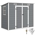 Outsunny 8' x 4' Outdoor Storage Shed, Waterproof Resin Plastic Shed with Floor, Window, Lockable Doors and Vents, All-Weather Garden Tool Shed for Backyard, Patio, Lawn, Gray