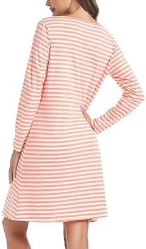 thumbnail: Lovasy Dames Nachthemd - Winter Pyjama Lang Met Knopen - Katoen Lange Mouwen - Borstvoedingshemd