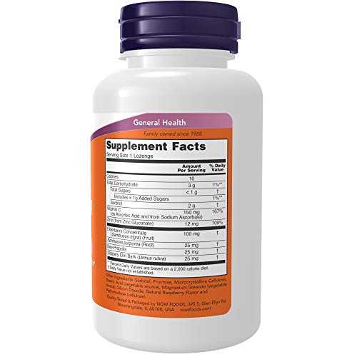 Now Supplements, Elderberry & Zinc (Elderberry Concentrate With Zinc And Vitamin C, Plus Echinacea, Propolis And Slippery Elm), 30 Lozenges #TOP1