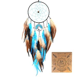 Urdeoms Blue Tree of Life Dream Catchers for Bedroom Adult Boho Big Dream Catcher for Boys Girls with Crystal Turquoise Hanging Ornament and Feathers Blessing Gifts(NO.33)