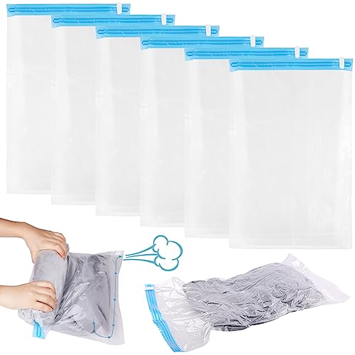 Vakuumierbeutel Kleidung, 60 * 40cm Vakum Tüten Reise, Wiederverwendbar Vacuum Bags, Kompressionsbeutel Reise für Clothing, Decken, Bettwäsche, ohne Staubsauger (6 Stück)