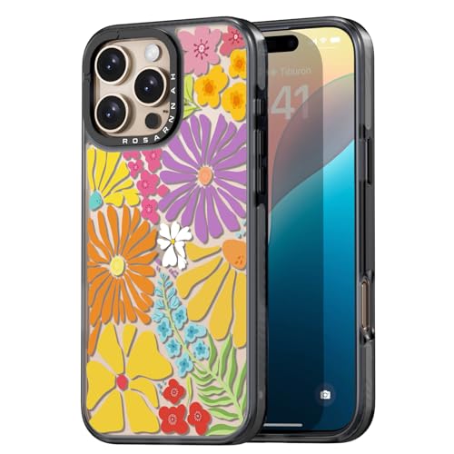 Coque iPhone 16 Pro Max mignonne antichoc Rosarnnah motif fleur de passion
