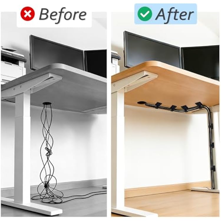 Cable Management Under Desk, Znben Detachable Cable Straps Heavy Duty Hook and Loop Cable Ties Reusable 20 Pack