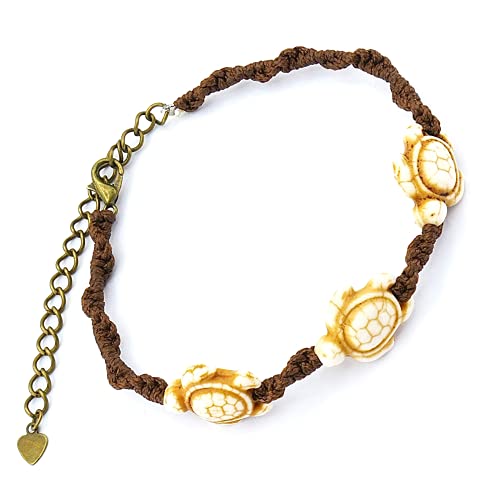Bracelet or Anklet Sea 3 Turtle in Cream Brown Bracelet or Anklet Turtle Hemp Bracelet Hawaiian