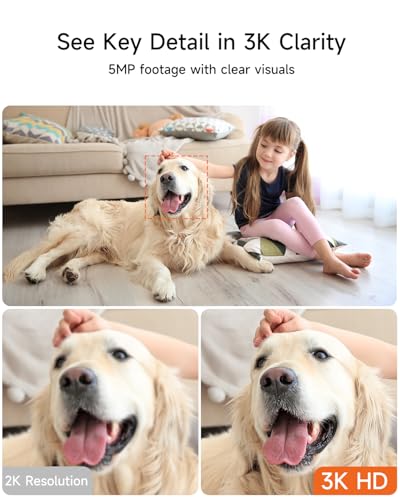 5G Pet Camera Indoor with Phone App, 3K Cat Dog Cameras with Speaker, Pan-Tilt WiFi Baby Monitor Camera for Home Security, Pet/Facial AI Detection Motion Tracking, 2-Way Talk, 2.4G/5G Wi-Fi - Image 3