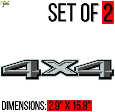 Miniatura 2 de 2X GOLD HOOK Premium Series 4x4 Calcomanías  Adhesivo de repuesto para mesita de noche, compatible con Ford F150, F250, F350 Super Duty, acabado
