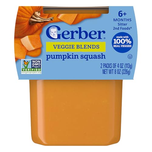 Gerber Stage 2 Baby Food Pumpkin Puree Tubs No Artificial Colors or Flavors Baby Puree 2-Pack