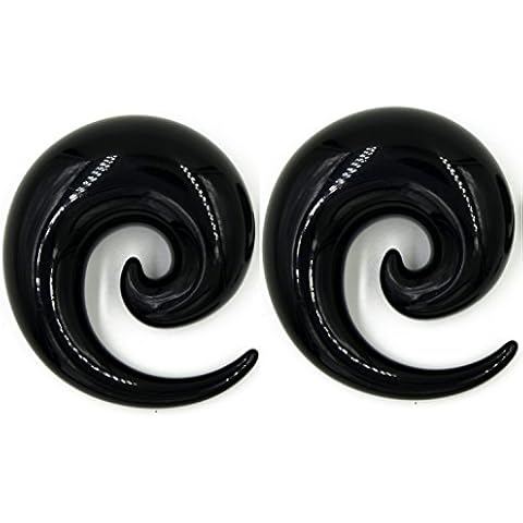 Zaya Body Jewelry Pair of Black Ear Plugs Tapers Spirals Horseshoes Tapers Gauges 16mm 18mm 20mm 24mm 26mm (22mm (7/8")) Cover