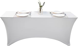 TableTek Rectangle White Spandex Table Cover - Contour Cut - 72