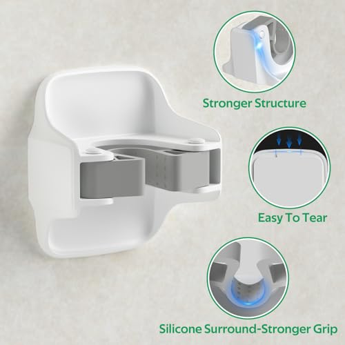 Reliahom 3 Pack Broom Holder Wall Mount Mop Grippers No Drilling Self Adhesive Anti-Slip Mop Handle Hanger Dustpan And Broom Organizer-White thumb #2
