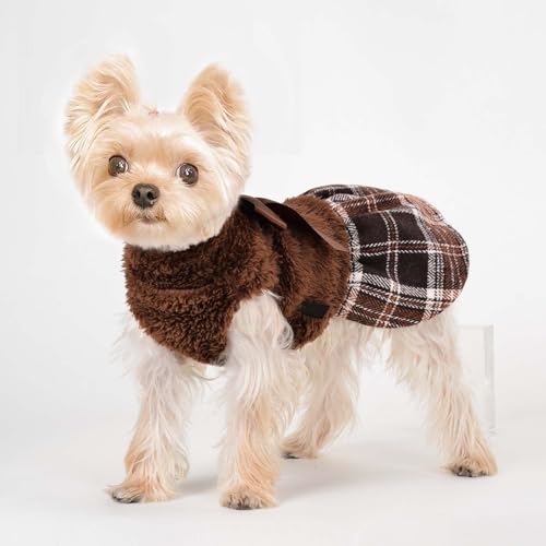 Image of Dog Sweater Dog Winter Clothes for Small Dogs Boy Girl Fall Puppy Dress Warm Fleece Chihuahua Yorkie Teacup Sweaters Dresses for Small Dogs Girl Cat Sweaters, Brown, XXS