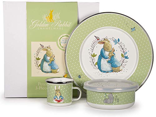 Golden Rabbit Enamelware - 3-piece Child Dinner Set (Polka Dot Peter)