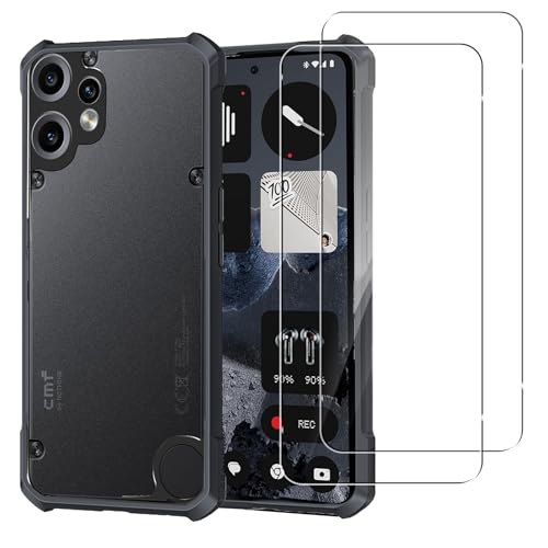 KUSINHOKA Cover for CMF Phone 2 Pro + 2 Pack Screen Protector,Double Layer Rugged Transparent PC Case + TPU Thin Bumper Anti Scratch Shockproof Clear Back Designed For CMF Phone 2 Pro