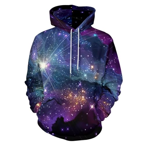 Sweat à capuche constellations bleu pour homme et femme pull grande taille