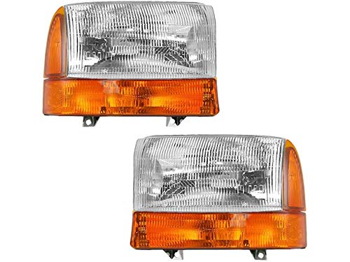 Headlight Assembly and Parking Light Kit - 4 Piece - Compatible with 1999-2000 Ford F-350 Super Duty