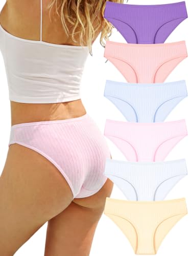 Image of FINETOO Cotton Cheeky Womens Underwear breathable ribbed low rise Bikini