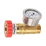 Watflow Update Brass Water Pressure Regulator, Garden Hose Pressure Regulator, Pressure Reducer with Pressure Gugue, for Camper, Trailer, RV, Garden, Plumbing System…
