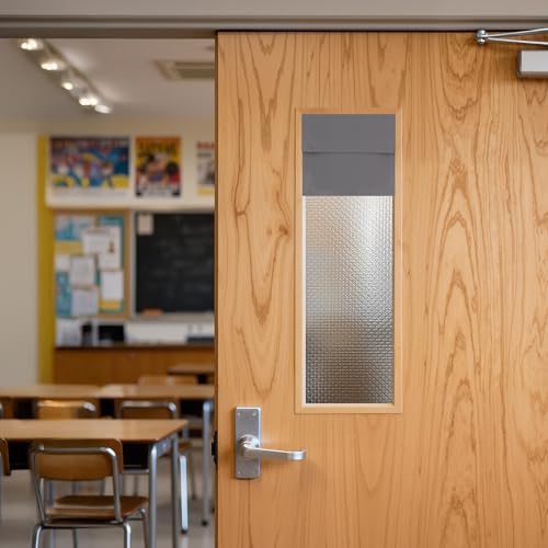 NICETOWN 100% Blackout No Drill Door Curtain for Door Windows, Linen Blend Cordless Roman Shade with Magnetic Lift Grey, W10 x L30 10"W x 30"L (Pack o