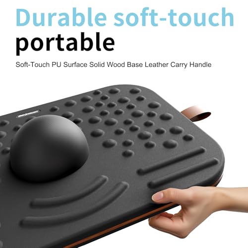 Image of 2-In-1 Standing Desk Balance Board & Foot Mat, Black | Adult Under Desk Dual-Sided Balance Board with 360-Degree Swivel Wobble,Anti-Fatigue & Foot Massage Design for Home Office
