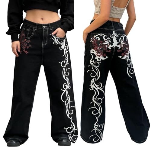 Jean taille haute pour femme ample qui affine la silhouette avec style Y2K