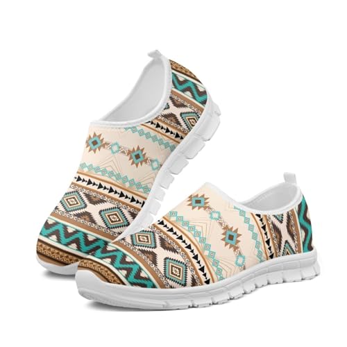 Aztec Tribal Print Women's Slip on Shoes Fashion Loafers Mens Walking Sneakers Low Top Casual Shoes Non Slip