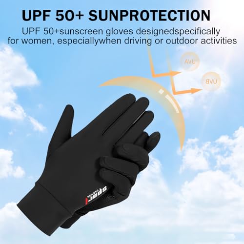 Image of TecoKart Sun Protection Gloves for Men and Women, Summer Hand Gloves, Thin Ice Silk Cooling Breathable Outdoor Gloves, UV Protection UPF 50+, Anti-Slip Palm, Touch Screen Fingertips Design