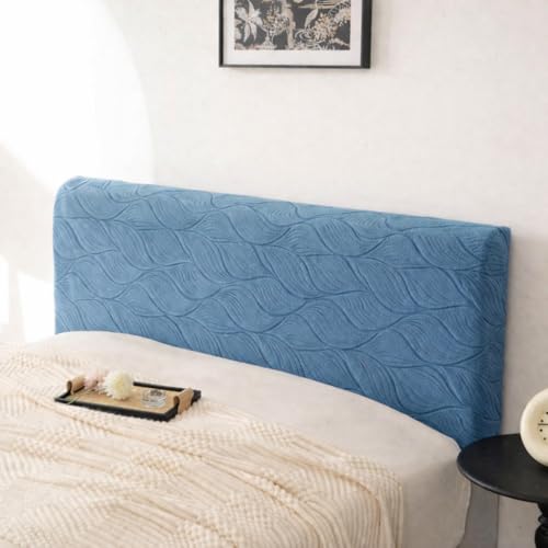 Image of HOMETHREADS Stretchable Velvet Headboard Cover | Soft, Dust-Proof & Wrinkle-Resistant Bed Back Protector | Fits Leather, Wooden & Fabric Bedsides | for 5ft to 5.5ft Beds (Blue, 150x65Cm)